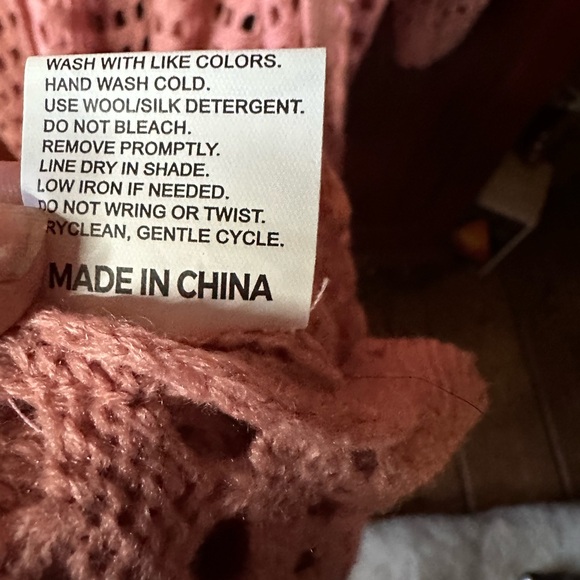 Coral Pink Long Open Knit Duster Cardigan - Picture 5 of 7